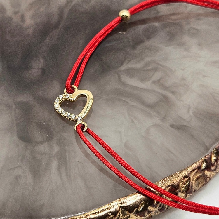 Bransoletka złota – sznureczek serce z cyrkonią – Złoto próba 585 - Jubiler Brilliance