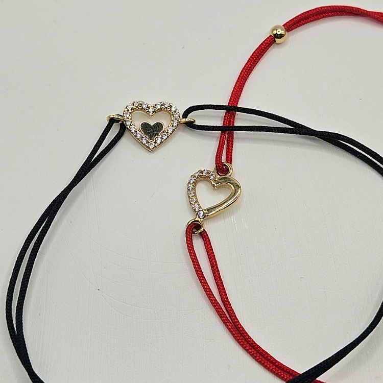 Bransoletka złota – sznureczek serce z cyrkonią – Złoto próba 585 - Jubiler Brilliance