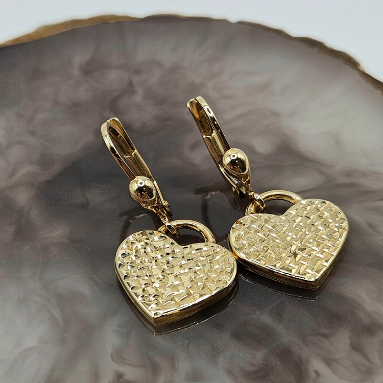 Kolczyki złote – serca diamentowane – Złoto próba 585 - Jubiler Brilliance