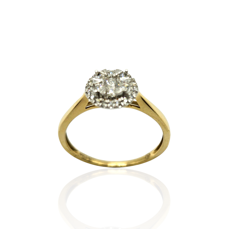 Pierścionek złoty –  okrągły diament rozmiar 12 – Złoto próba 585